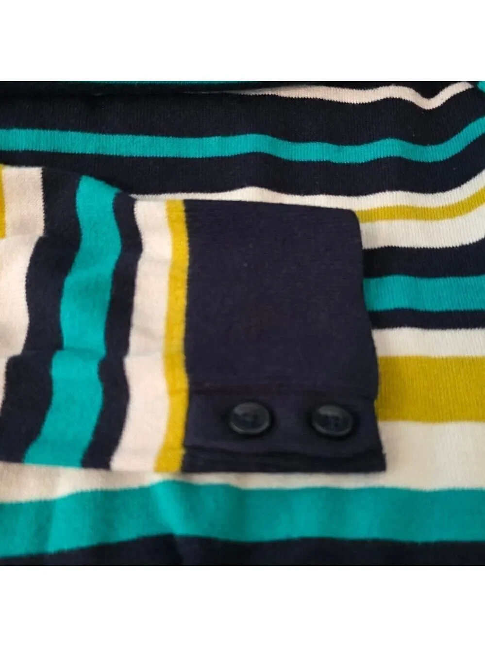 Ann Taylor Striped 3/4 Sleeve Round Neckline Top Sz L